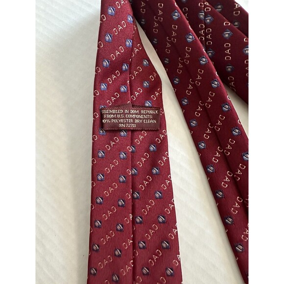 Dad Fathers Gift Red Football Tie - Picture 3 of 5